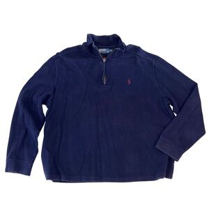 Polo Ralph Lauren Navy 1/4 Zip Pullover XXL Cotton Red Pony Y2K 2000s Ribbed